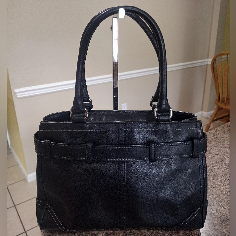 Coach Hamptons Black Leather Satchel